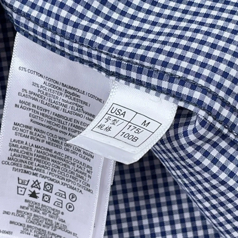 Brooks Brothers Shirt Men Medium Blue Button Up Madison Check Plaid Poplin - Picture 4 of 12